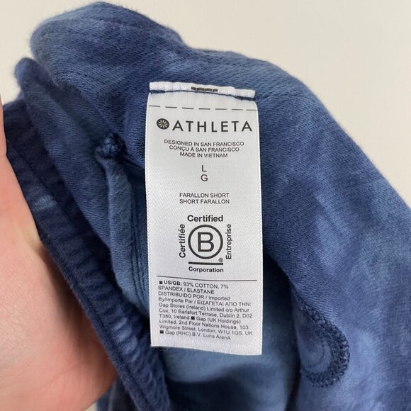 Athleta Farallon Blue Tie Dye Cotton Pull On Shorts Size Large - Picture 4 of 5